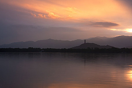 颐和园,昆明湖,西堤,西堤六桥,玉泉山,玉泉塔