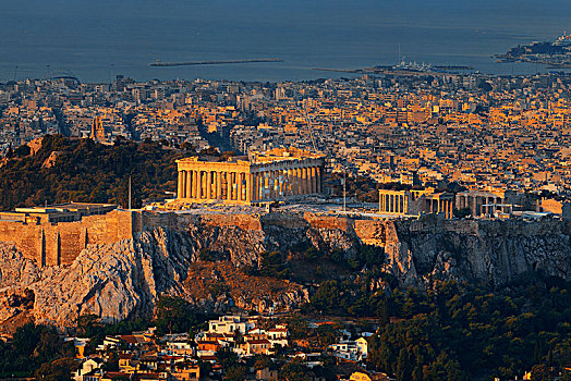 雅典,天际线,山,卫城,希腊