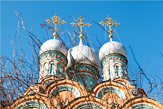 金色,俄罗斯,教堂,圆顶