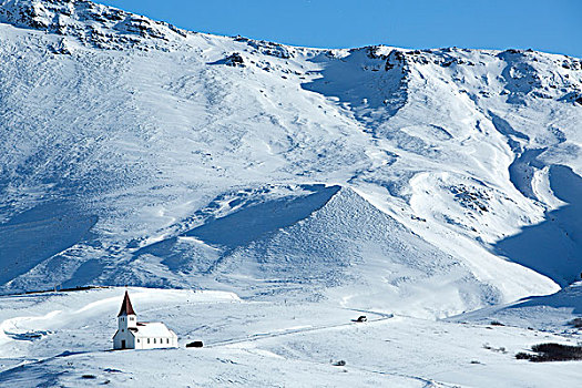 教堂,冬天,冰岛
