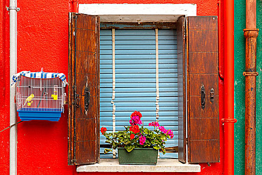 彩色,窗户,墙壁,布拉诺岛,威尼斯,意大利