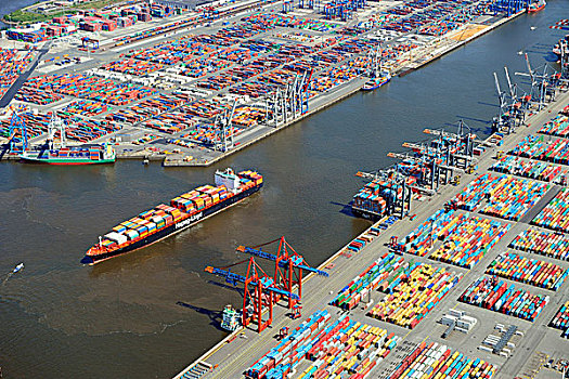 集装箱船,港口,汉堡市