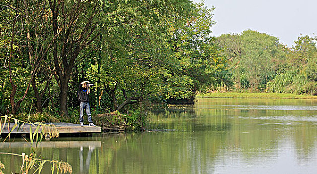 杭州西溪湿地的摄影者
