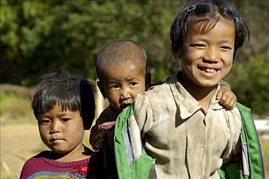 缅甸,孩子,乡村,掸邦