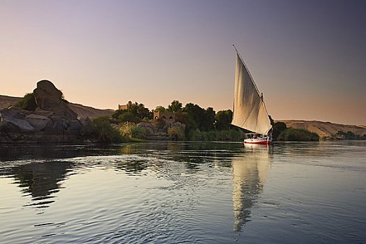 埃及,阿斯旺,三桅帆船,尼罗河