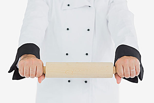 厨师,擀面杖,上方,白色背景