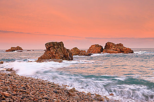 风暴,海洋,岩石构造,布列塔尼半岛,法国