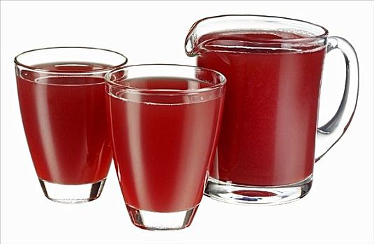 蔓越莓汁,罐,两个,玻璃杯