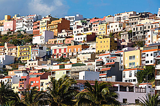 彩色,房子,加纳利群岛,西班牙