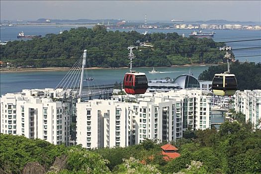 缆车,圣淘沙岛,新加坡,亚洲