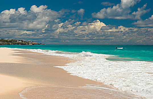 下午,积云,上方,海滩,巴巴多斯,南海岸