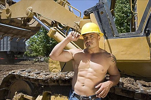 男性,建筑工人,推土机