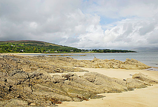 石头,退潮,海岸,湖,多纳格,爱尔兰,欧洲