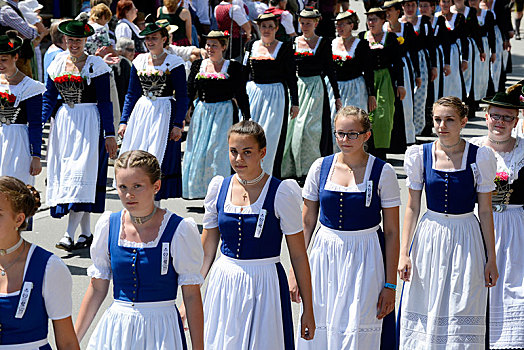传统服装,游行,上巴伐利亚,巴伐利亚,德国,欧洲