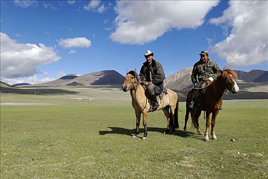 蒙古人,骑手,马,阿尔泰,哈萨克斯坦,蒙古,亚洲
