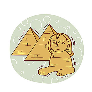 插画,狮身人面像,雕塑,吉萨金字塔