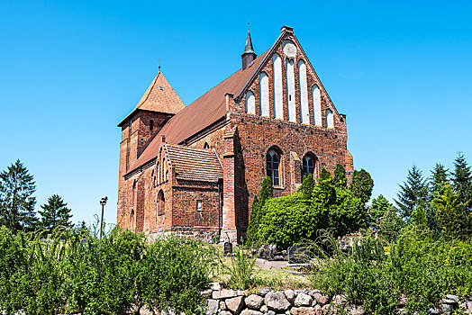 乡村,教堂,砖砌建筑,梅克伦堡前波莫瑞州,德国,欧洲
