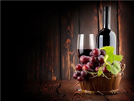 葡萄酒,老,木质背景