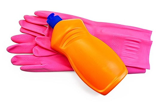 瓶子,橙色,粉色,橡胶手套