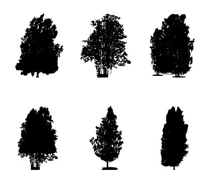 黑白,剪影,落叶树,枝条,风,矢量,插画