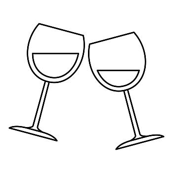 葡萄酒杯,象征,轮廓,玻璃杯,插画,矢量