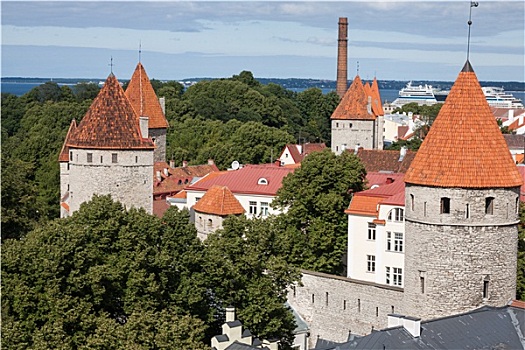风景,要塞,塔,教堂,天空,背景,塔林,爱沙尼亚