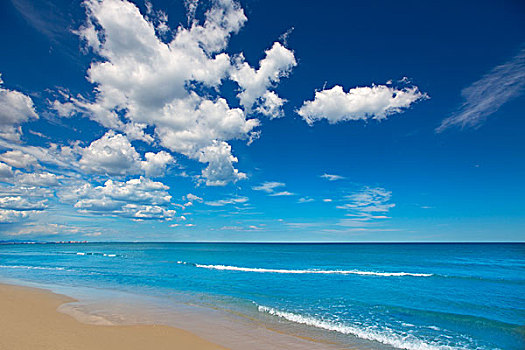 漂亮,海滩,白色海岸,阿利坎特,丹尼亚,夏天,蓝天