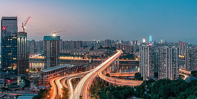 重庆嘉华大桥夜景全景风光