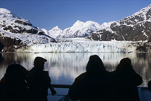 乘客,风景,冰河,山峦,游轮,西部,旅游,东南阿拉斯加,夏天