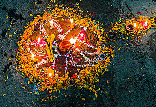 彩色,宗教坛场,蜡烛,节日,加德满都,尼泊尔,亚洲