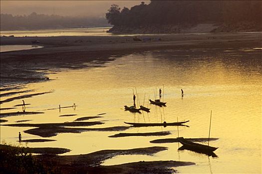 老挝,琅勃拉邦,日落,湄公河