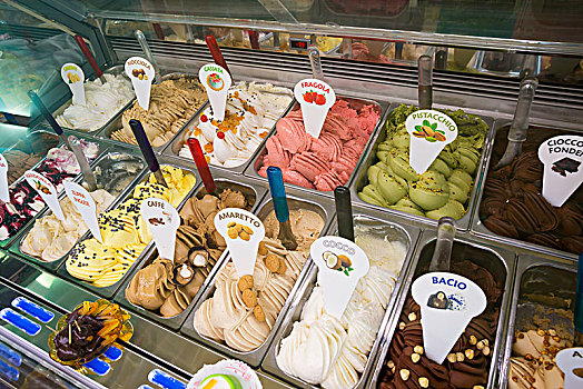 意大利冰淇淋,出售,陈列柜,特拉帕尼,西西里,意大利