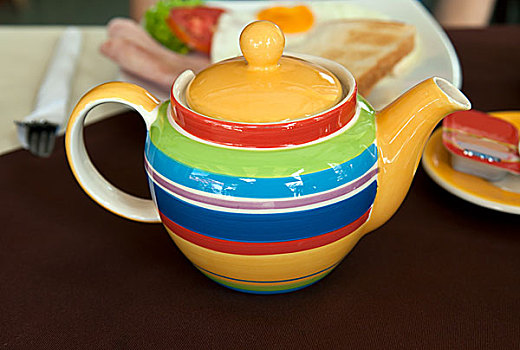 彩色,条纹,茶壶