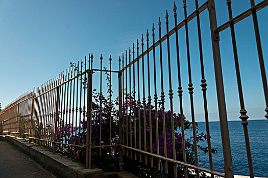 金属,栅栏,海洋,安纳卡普里,卡普里岛,坎帕尼亚区,意大利
