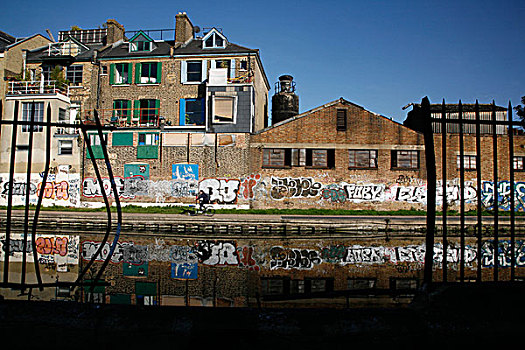 涂鸦,运河,伦敦,英国