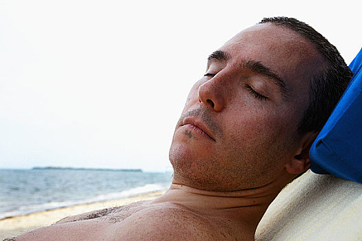 男人,休息,海滩,伯利兹