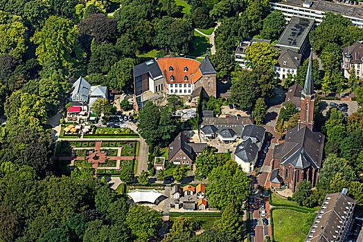 航拍,城堡,玫瑰园,鲁尔区,北莱茵威斯特伐利亚,德国
