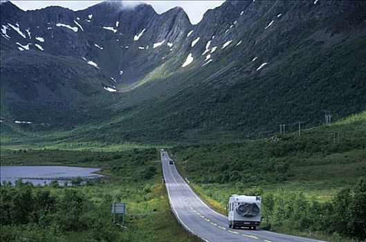 拖车,驾驶,国际,西部,岛屿,罗弗敦群岛,挪威,斯堪的纳维亚,欧洲