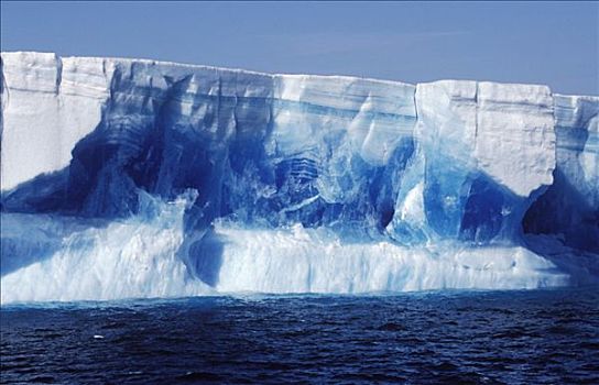 南极,恐惧,海湾,扁平,冰山,大,深,蓝色,横图,脉络