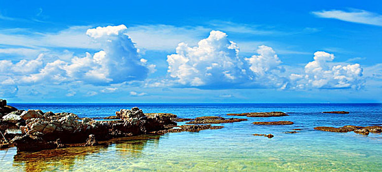 蓝色,海滩,风景