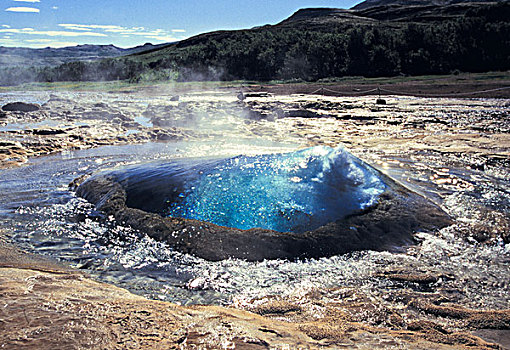水,泡泡,喷发,间歇泉,冰岛,欧洲