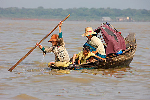 柬埔寨,收获,小船