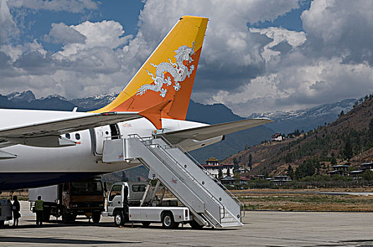 飞机,机场,不丹