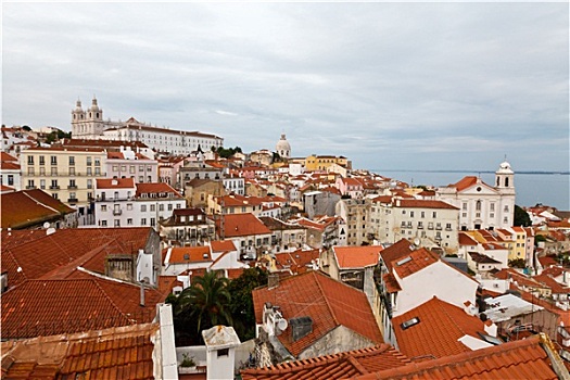 全景,阿尔法马区,区域,里斯本,葡萄牙