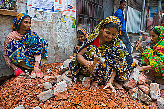 女人,石头,达卡,孟加拉,亚洲