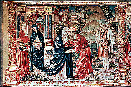 会面,特写,挂毯,法国,早,16世纪