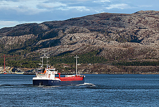 货船,帆,挪威,峡湾
