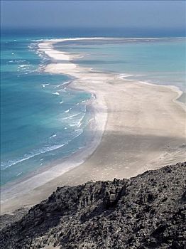 漂亮,沙滩,清晰,蓝色海洋,保护区,靠近,西北地区,索科特拉岛,夏天,季风,四个,迟,五月,九月,相互,风