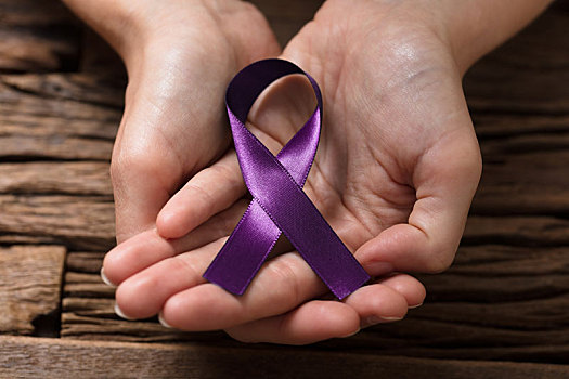 手,展示,紫色,带,支持,乳腺癌