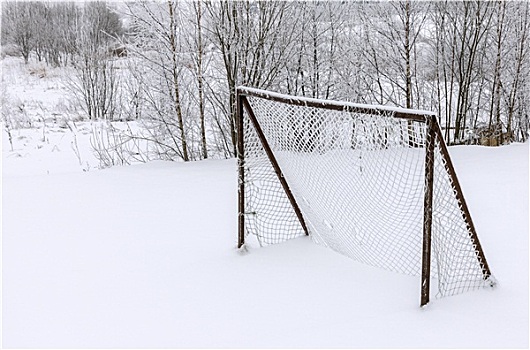 球门,遮盖,雪